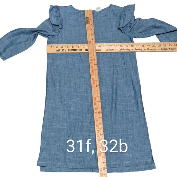 Crewcuts chambray flutter ruffle shoulder cotton knee length dress K4893 girls10 - Picture 3 of 9